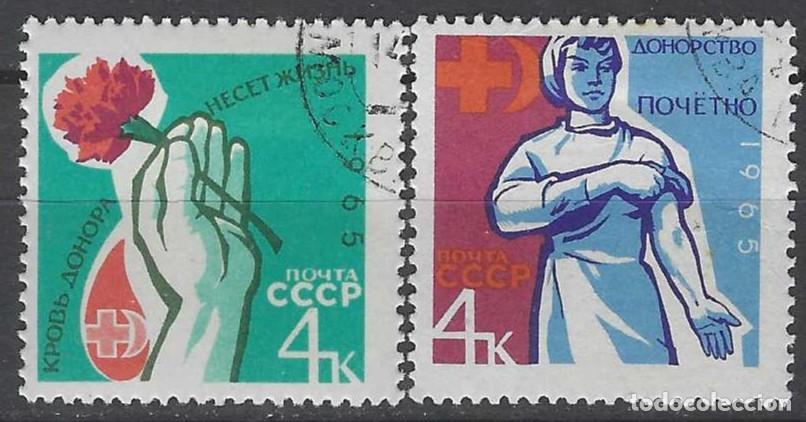 Sellos: UNI&Oacute;N SOVI&Eacute;TICA 1965 - DONANTES DE SANGRE, S.COMPLETA - USADOS