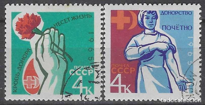 Sellos: UNI&Oacute;N SOVI&Eacute;TICA 1965 - DONANTES DE SANGRE, S.COMPLETA - USADOS