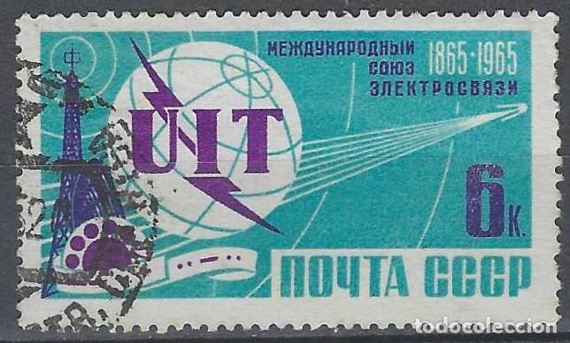 Sellos: UNI&Oacute;N SOVI&Eacute;TICA 1965 - CENTENARIO DE LA UIT - USADO - Foto 1