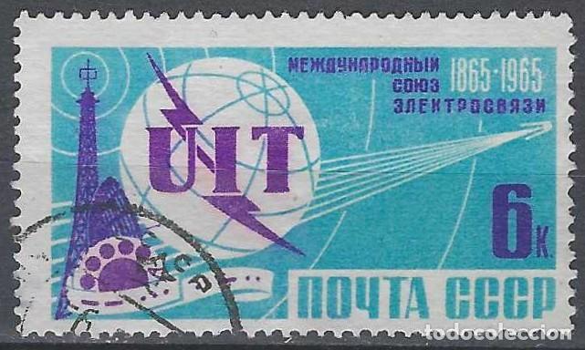 Sellos: UNI&Oacute;N SOVI&Eacute;TICA 1965 - CENTENARIO DE LA UIT - USADO - Foto 1