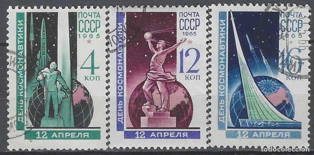 Sellos: UNI&Oacute;N SOVI&Eacute;TICA 1965 - D&Iacute;A DE LA COSMON&Aacute;UTICA, S.COMPLETA - USADOS