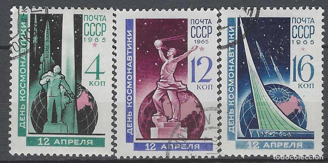 Sellos: UNI&Oacute;N SOVI&Eacute;TICA 1965 - D&Iacute;A DE LA COSMON&Aacute;UTICA, S.COMPLETA - USADOS