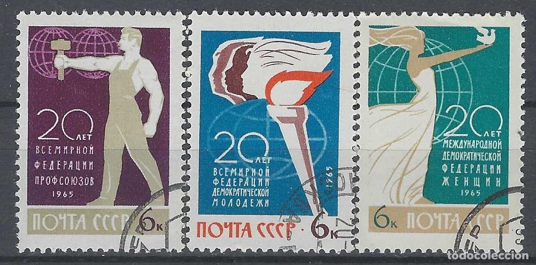 Sellos: UNI&Oacute;N SOVI&Eacute;TICA 1965 - 20&ordm; ANIV. DE LAS FEDERACIONES INTERNACIONALES, S.COMPLETA - USADOS