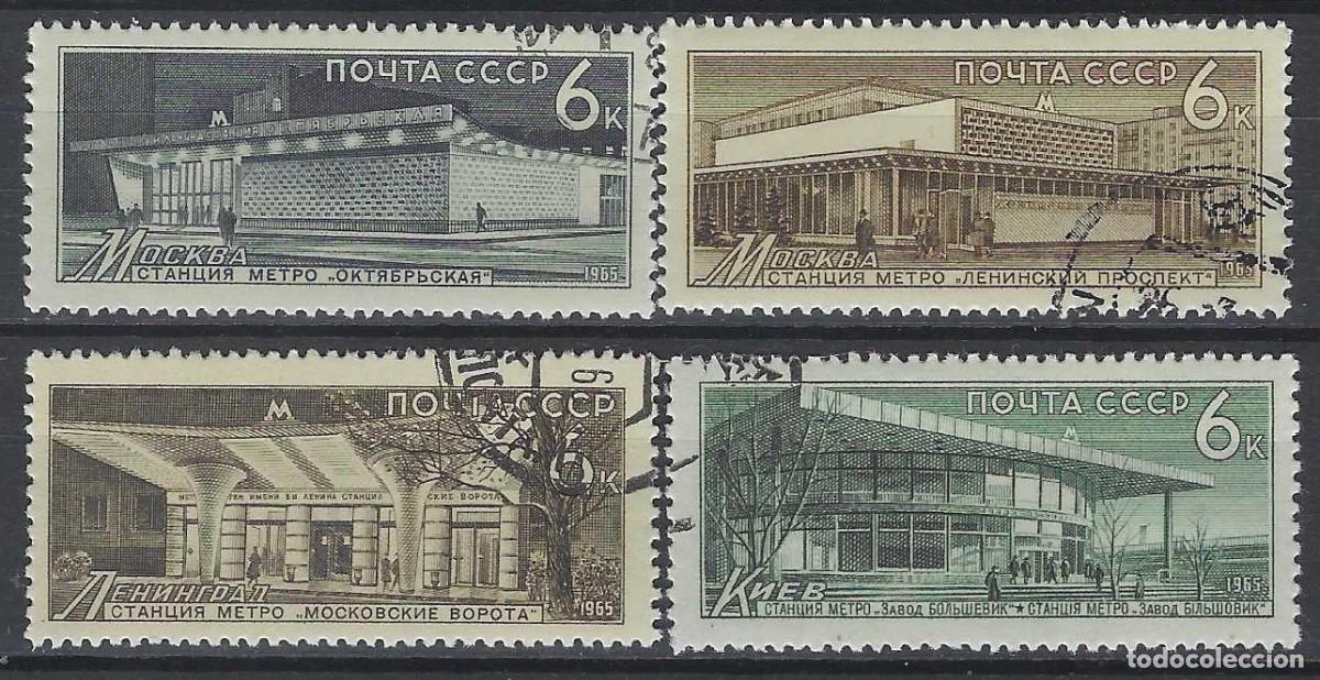 Sellos: UNI&Oacute;N SOVI&Eacute;TICA 1965 - 30&ordm; ANIV. DE LOS METROS SOVI&Eacute;TICOS, S.COMPLETA - USADOS