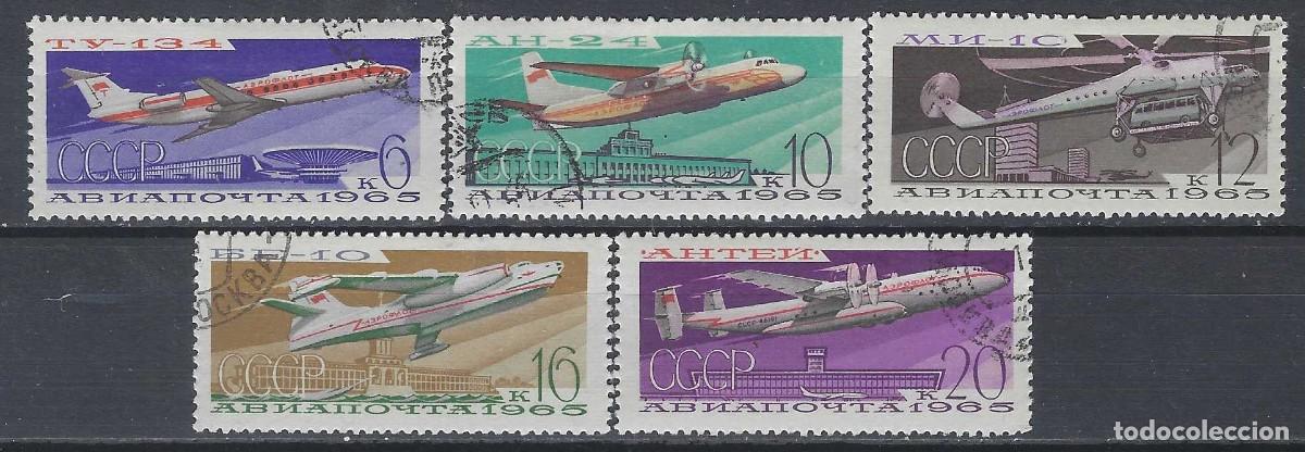 Sellos: UNI&Oacute;N SOVI&Eacute;TICA 1965 - AVIACI&Oacute;N CIVIL NACIONAL, A&Eacute;REOS, S.COMPLETA - USADOS