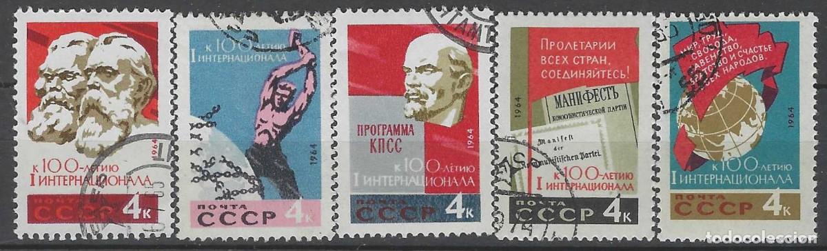 Sellos: UNI&Oacute;N SOVI&Eacute;TICA 1964 - CENTENARIO DE LA 1&ordf; INTERNACIONAL SOCIALISTA, S.COMPLETA - USADOS
