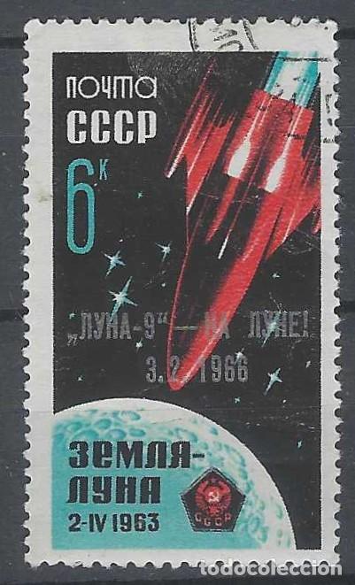 Sellos: UNI&Oacute;N SOVI&Eacute;TICA 1966 - ALUNIZAJE DEL &rdquo;LUNA-9&rdquo;, SELLO DE 1963 SOBRECARGADO - USADO