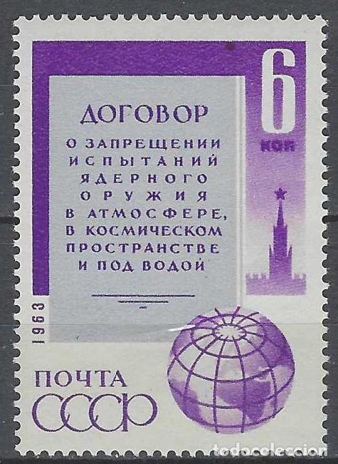 Sellos: UNI&Oacute;N SOVI&Eacute;TICA 1963 - ACUERDO SOBRE LA ERRADICACI&Oacute;N DE PRUEBAS NUCLEARES - MNH**