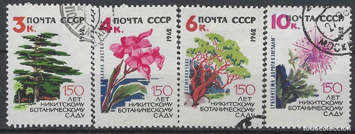 Sellos: UNI&Oacute;N SOVI&Eacute;TICA 1962 - FLORA, 150&ordm; ANIV. DEL JARD&Iacute;N BOT&Aacute;NICO &rdquo;NIKITSKY&rdquo;, S.COMPLETA - USADOS