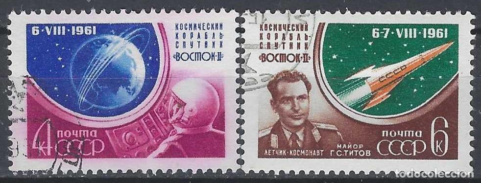 Sellos: UNI&Oacute;N SOVI&Eacute;TICA 1961 - LANZAMIENTO DEL 2&ordm; VUELO TRIPULADO AL ESPACIO, S.COMPLETA - USADOS