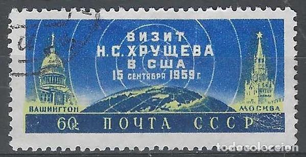 Sellos: UNI&Oacute;N SOVI&Eacute;TICA 1959 - VISITA DEL PRESIDENTE KRUSCHEV A ESTADOS UNIDOS - USADO
