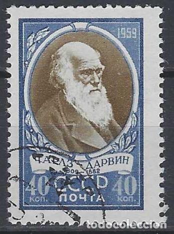 Sellos: UNI&Oacute;N SOVI&Eacute;TICA 1959 - 150&ordm; ANIV. DEL NACIMIENTO DE CHARLES DARWIN - USADO