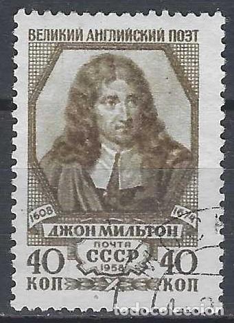 Sellos: UNI&Oacute;N SOVI&Eacute;TICA 1958 - 350&ordm; ANIV. DEL NACIMIENTO DE JOHN MILTON - USADO
