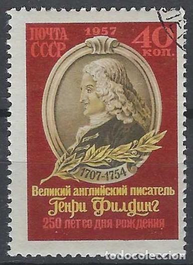 Sellos: UNI&Oacute;N SOVI&Eacute;TICA 1957 - 250&ordm; ANIV. DEL NACIMIENTO DEL ESCRITOR INGL&Eacute;S HENRY FIELDING - USADO