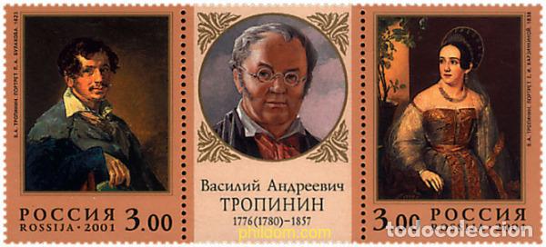 Sellos: 5075 MNH RUSIA 2001 225 ANIVERSARIO DEL NACIMIENTO DE WASSILI A. TROPININ