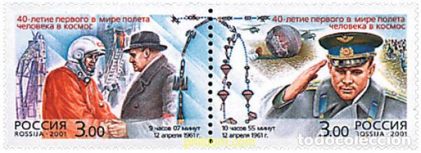 Sellos: 5319 MNH RUSIA 2001 40 ANIVERSARIO DEL PRIMER VUELO ESPACIAL TRIPULADO