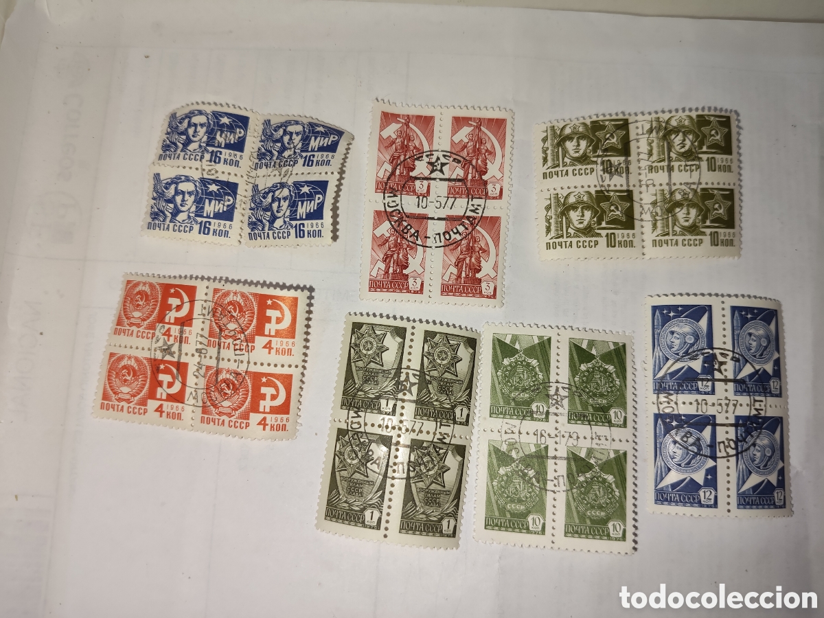Sellos: 28 Sellos de Rusia en bloques de 4 a&ntilde;os 60 y 70 usados