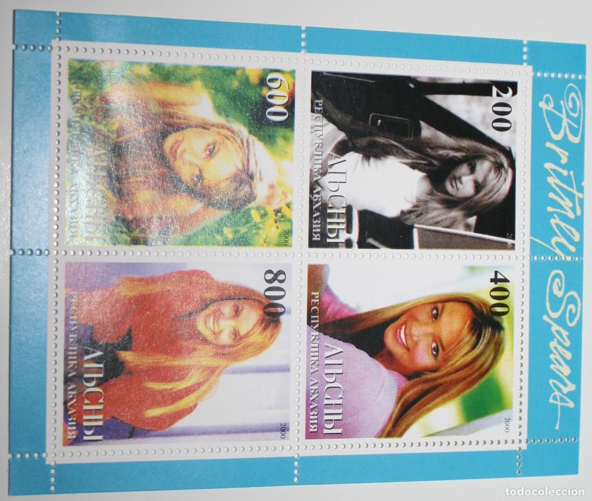 Sellos: Hoja bloque Britney Spears 2000 Abjasia