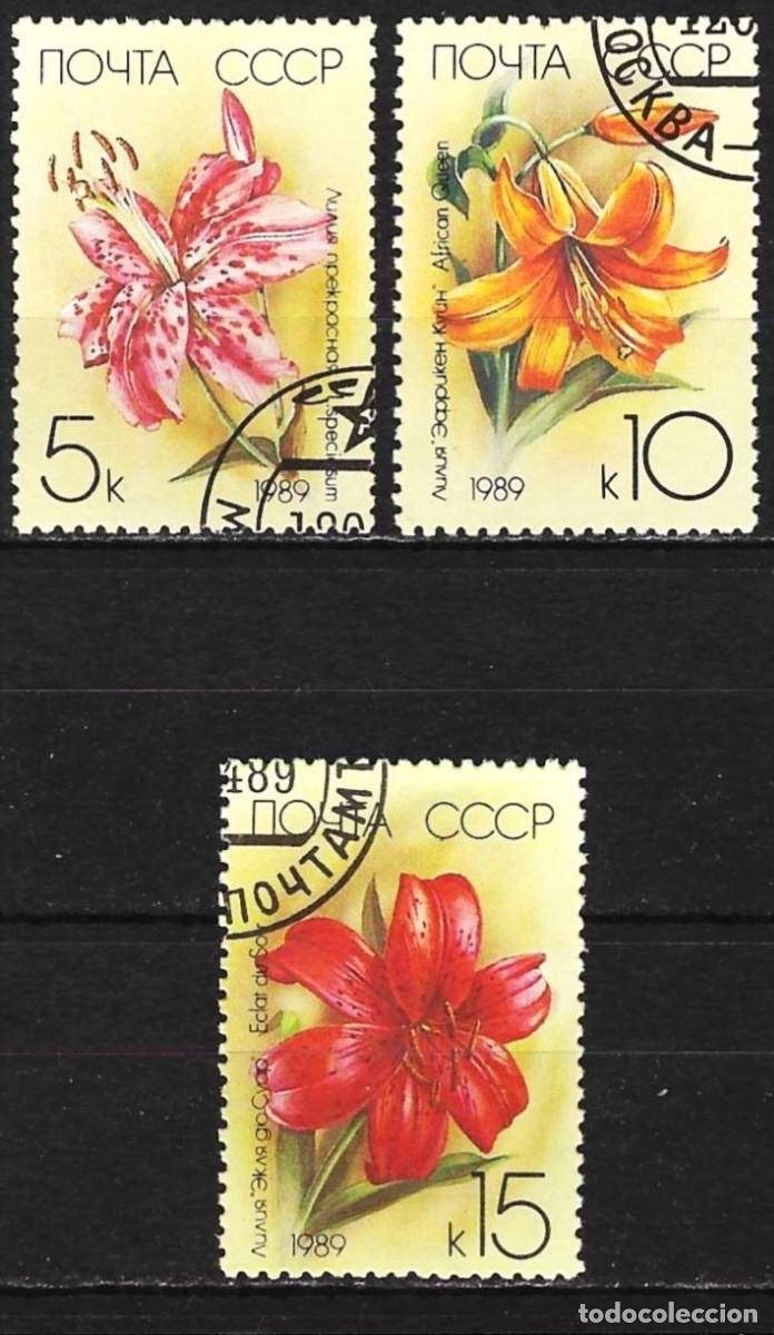 Sellos: Rusia 1989 - Mi 5931 a 5933 - YT 5610 a 5612 - Flores