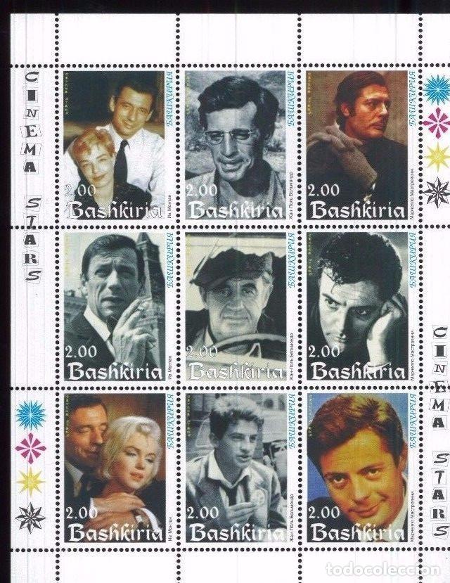 Sellos: BASHKIRIA 1999 SHEET MNH MONROE BELMONDO MASTROIANNI YVES MONTAND ACTORES ACTRICES CINE CINEMA