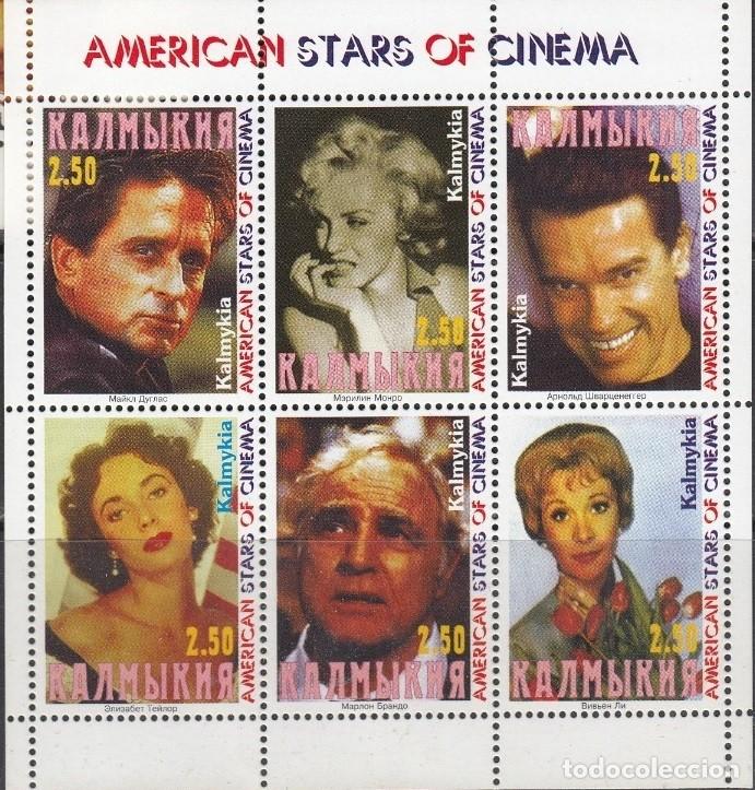 Sellos: KALMYKIA 1999 SHEET MNH MARILYN MONROE MICHAEL DOUGLAS ARNOLD SCHWARZENEGGER MARLON BRANDO CINE