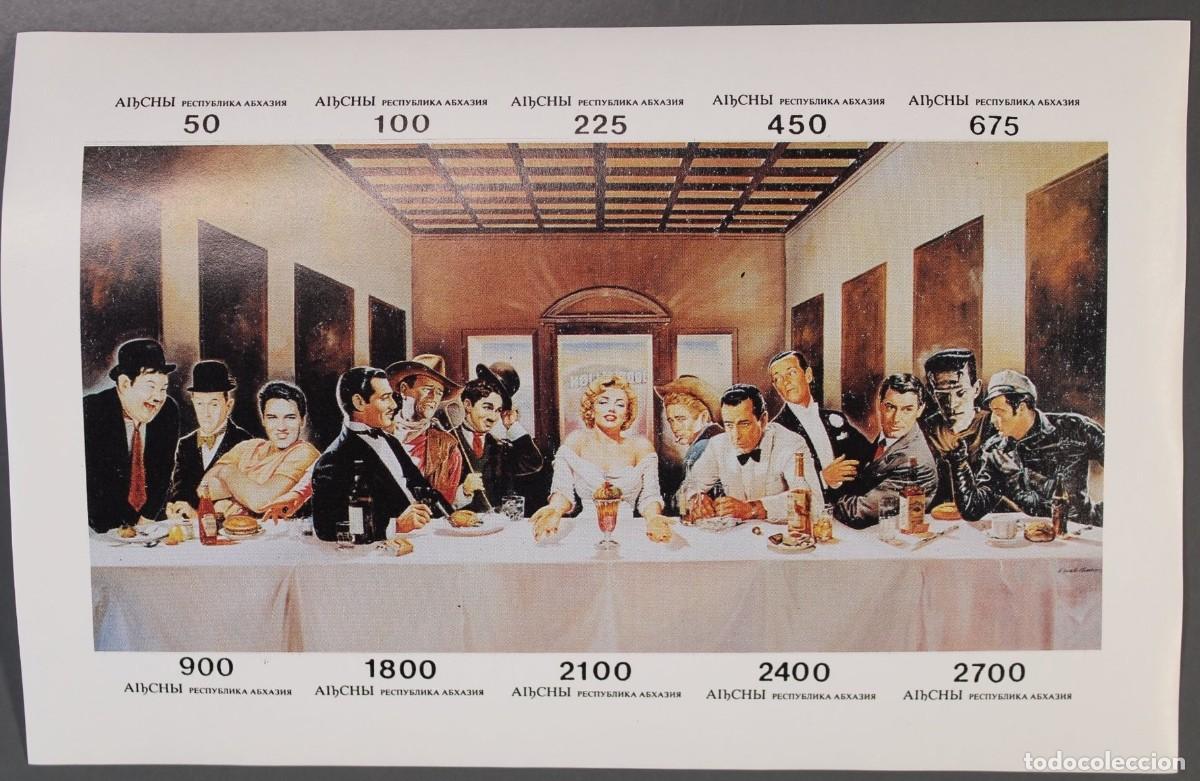 Sellos: ABKHAZIA 1995 SHEET MNH IMPERF FRANKENSTEIN MARILYN MONROE ELVIS PRESLEY CHAPLIN WAYNE CINE ACTORES