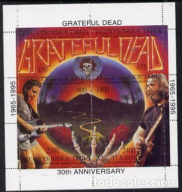 Sellos: TUVA TOUVA 1995 SHEET MNH GRATEFUL DEAD JERRY GARCIA BOB WEIR CANTANTES MUSICA SINGERS MUSIC