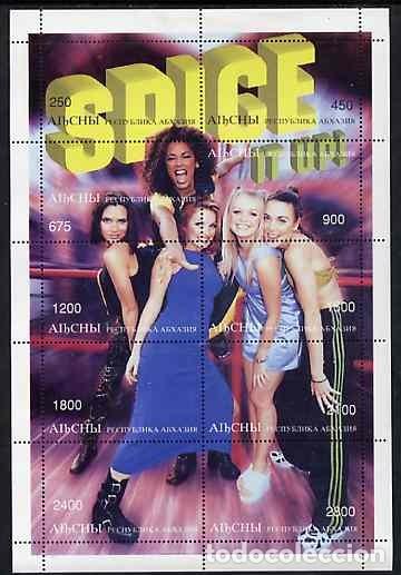 Sellos: ABKHAZIA 1997 SHEET MNH SPICE GIRLS CANTANTES MUSICA SINGERS MUSIC