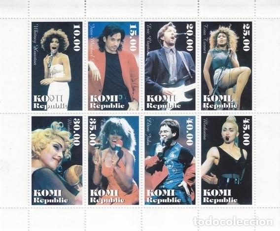 Sellos: KOMI 1996 SHEET MNH MADONNA TINA TURNER ELTON JOHN WHITNEY HOUSTON ERIC CLAPTON CANTANTES MUSICA