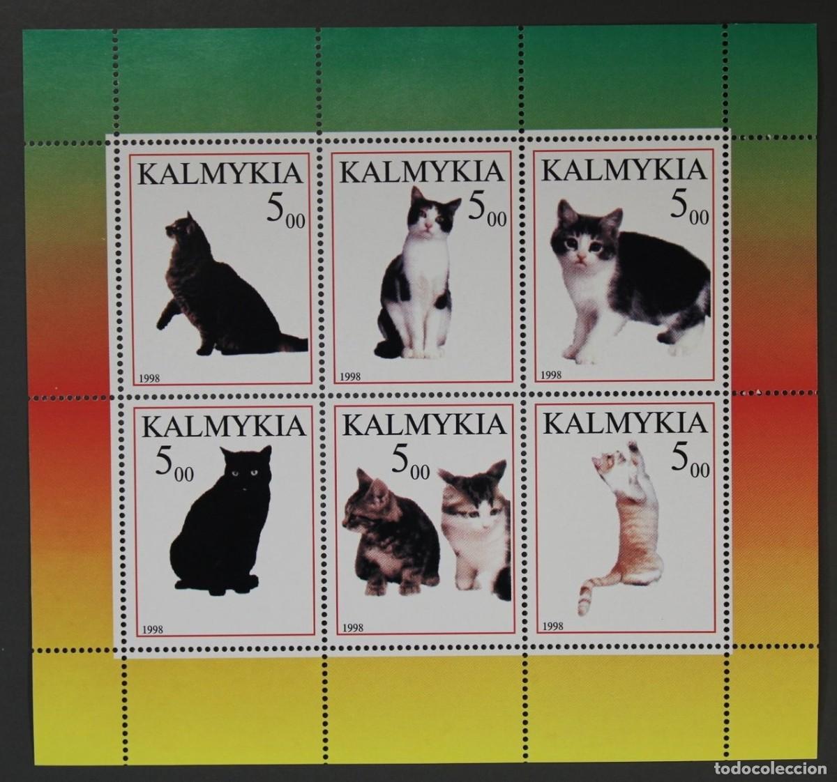 Sellos: KALMYKIA 1998 SHEET MNH CATS GATTI CHATS GATOS KATZEN