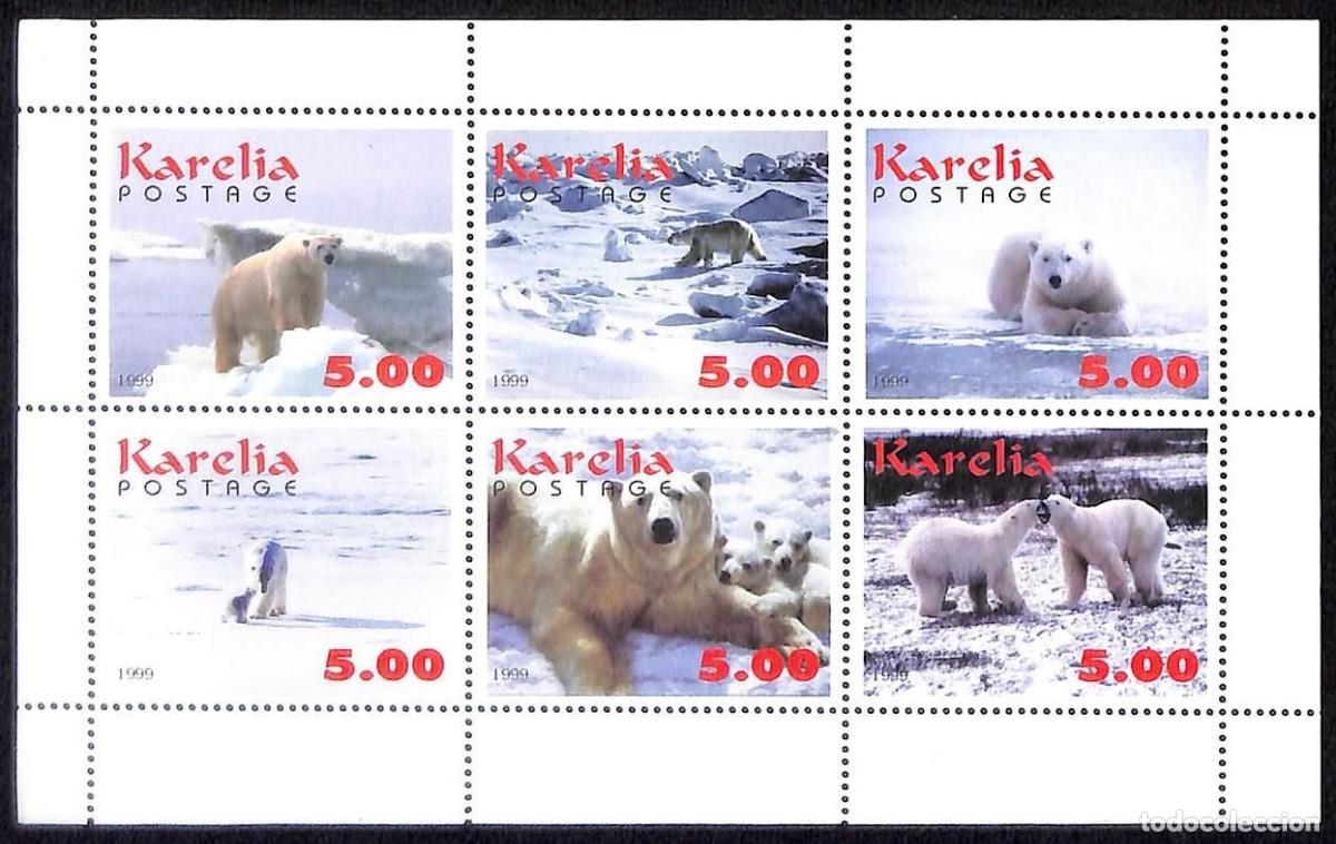 Sellos: KARELIA 1999 SHEET MNH FAUNA MAMIFEROS POLAR BEARS OURS POLAIRES OSOS POLARES ORSI BAREN WILDLIFE