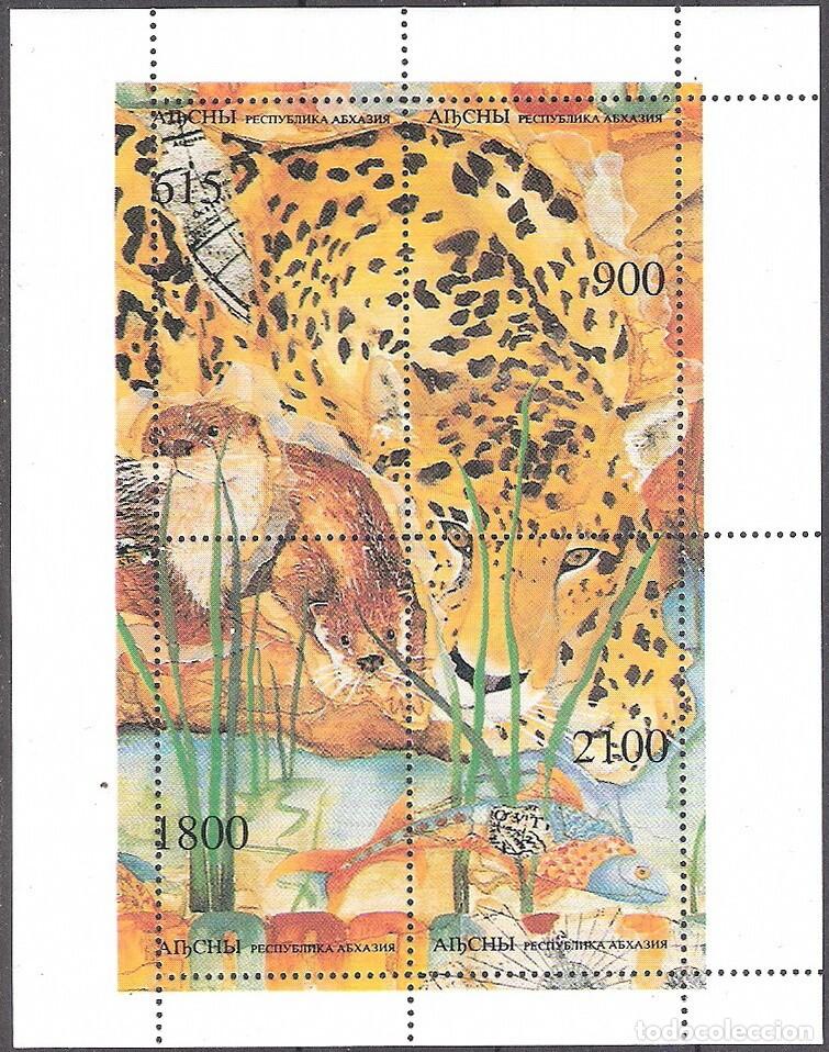 Sellos: ABKHAZIA 1995 SHEET MNH NUTRIAS OTTERS LOUTRES LEOPARDOS LEOPARDS FELINOS FELINES WILDCATS WILDLIFE