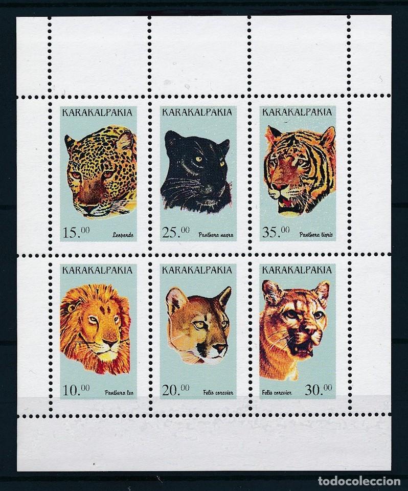 Sellos: KARAKALPAKIA 1997 SHEET MNH LEONES TIGRES LEOPARDOS PANTERAS PUMAS FELINOS WILD CATS WILDLIFE