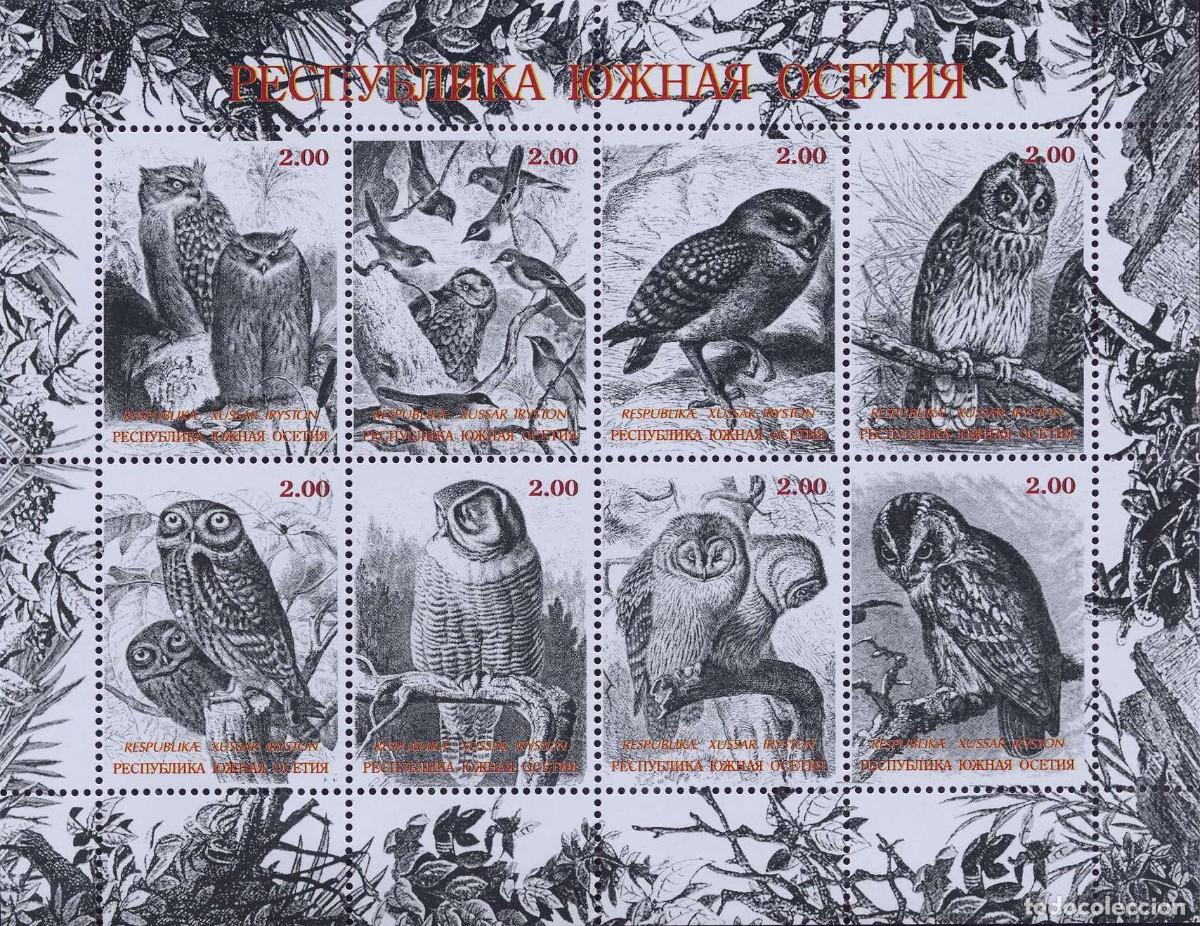 Sellos: SOUTH OSSETIA 2000 SHEET MNH FAUNA OWLS HIBOUX CHOUETTES BUHOS LECHUZAS EULEN BIRDS AVES OISEAUX
