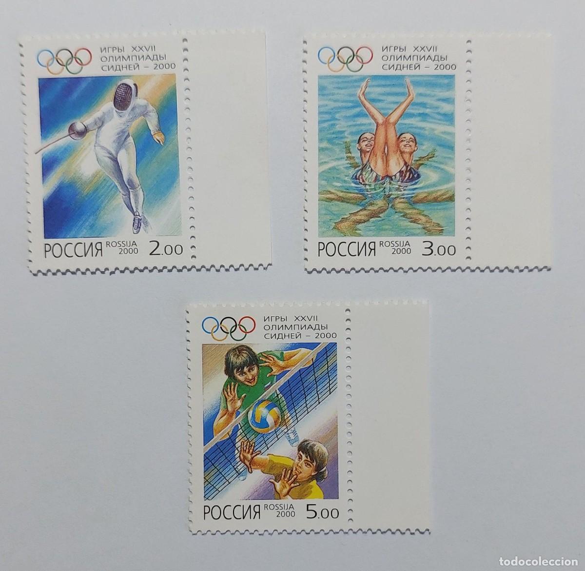 Sellos: Rusia 2000 Juegos de la XXVII Olimpiada en S&iacute;dney, esgrima, nataci&oacute;n sincronizada y voleibol ** MNH