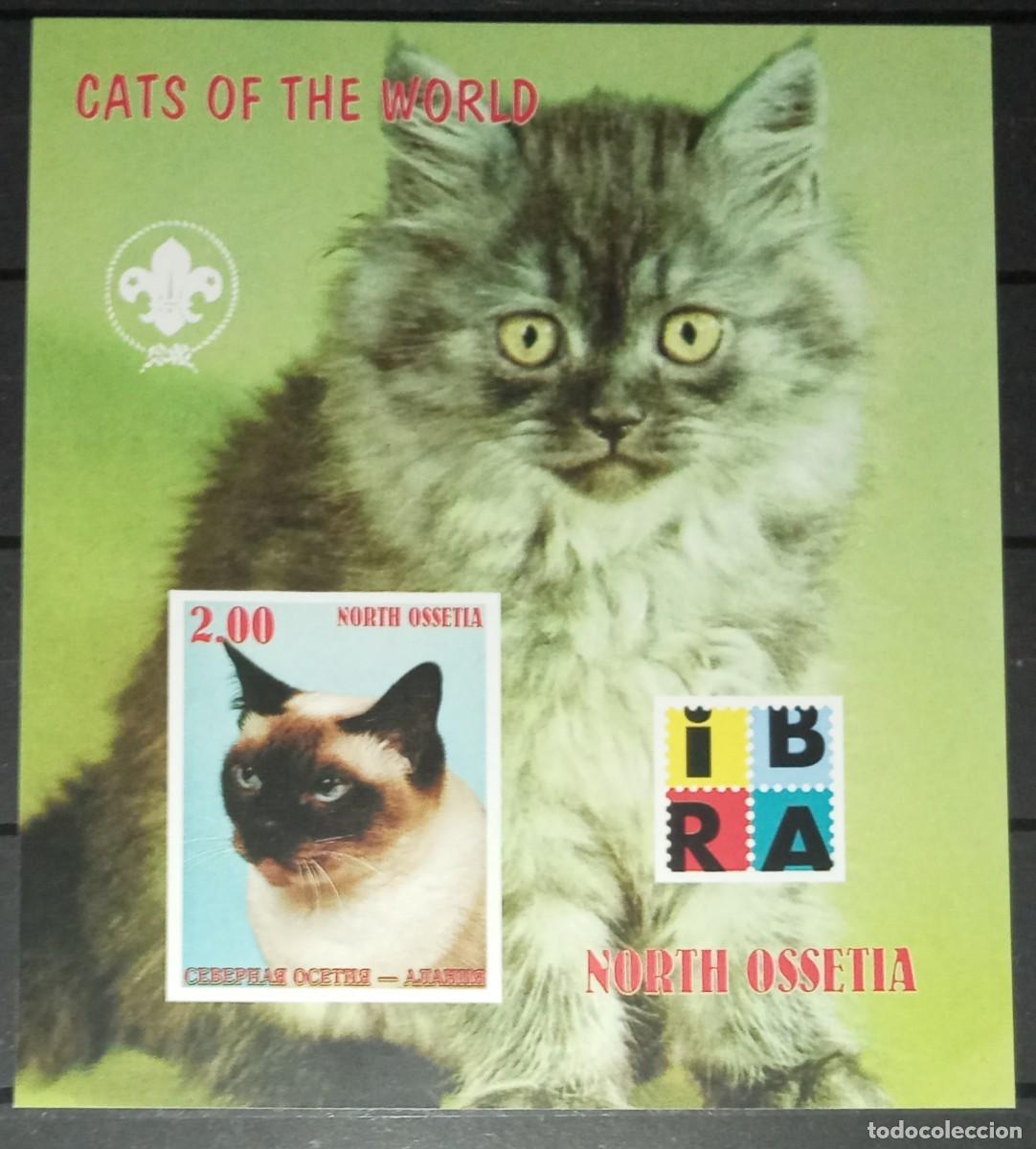 Briefmarken: NORTH OSSETIA 1999 SHEET MNH IMPERF SCOUT LOGO EXPO IBRA EXPOSICION FILATELICA CATS CHATS GATOS