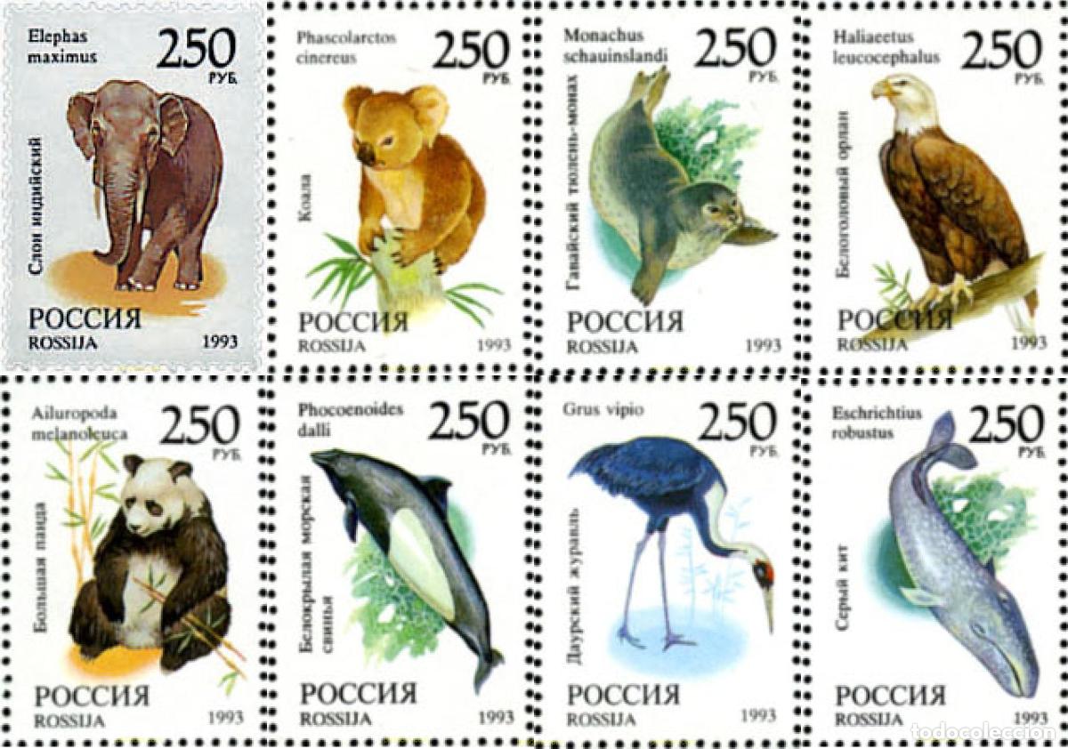 Sellos: 73799 MNH RUSIA 1993 FAUNA DEL MUNDO