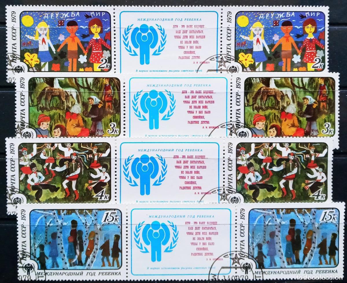 Sellos: RUSIA - IVERT 4622/25 USADOS 2 SERIES CON VI&Ntilde;ETA - DIA DEL NI&Ntilde;O