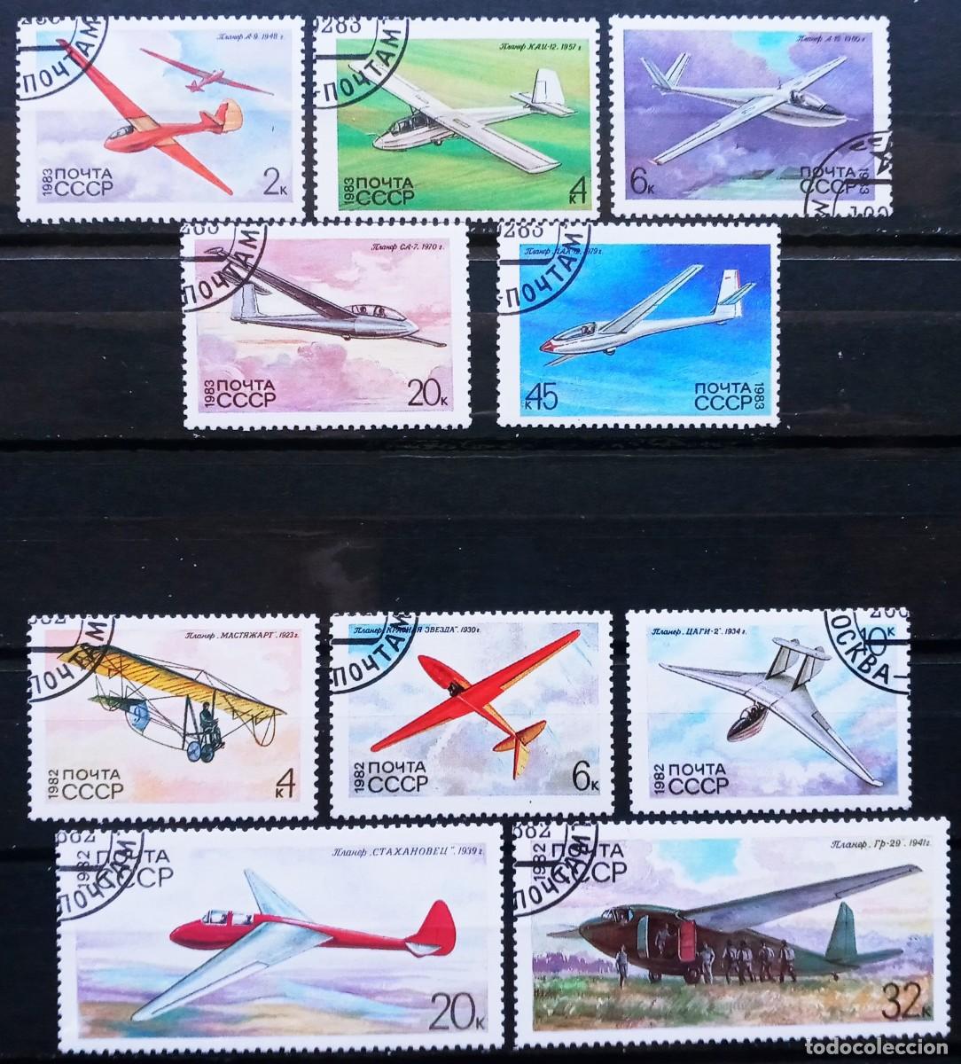 Sellos: RUSIA - IVERT 4933/37+ 4974/78 USADOS 2 SERIE AVIONES - PLANEADORES -