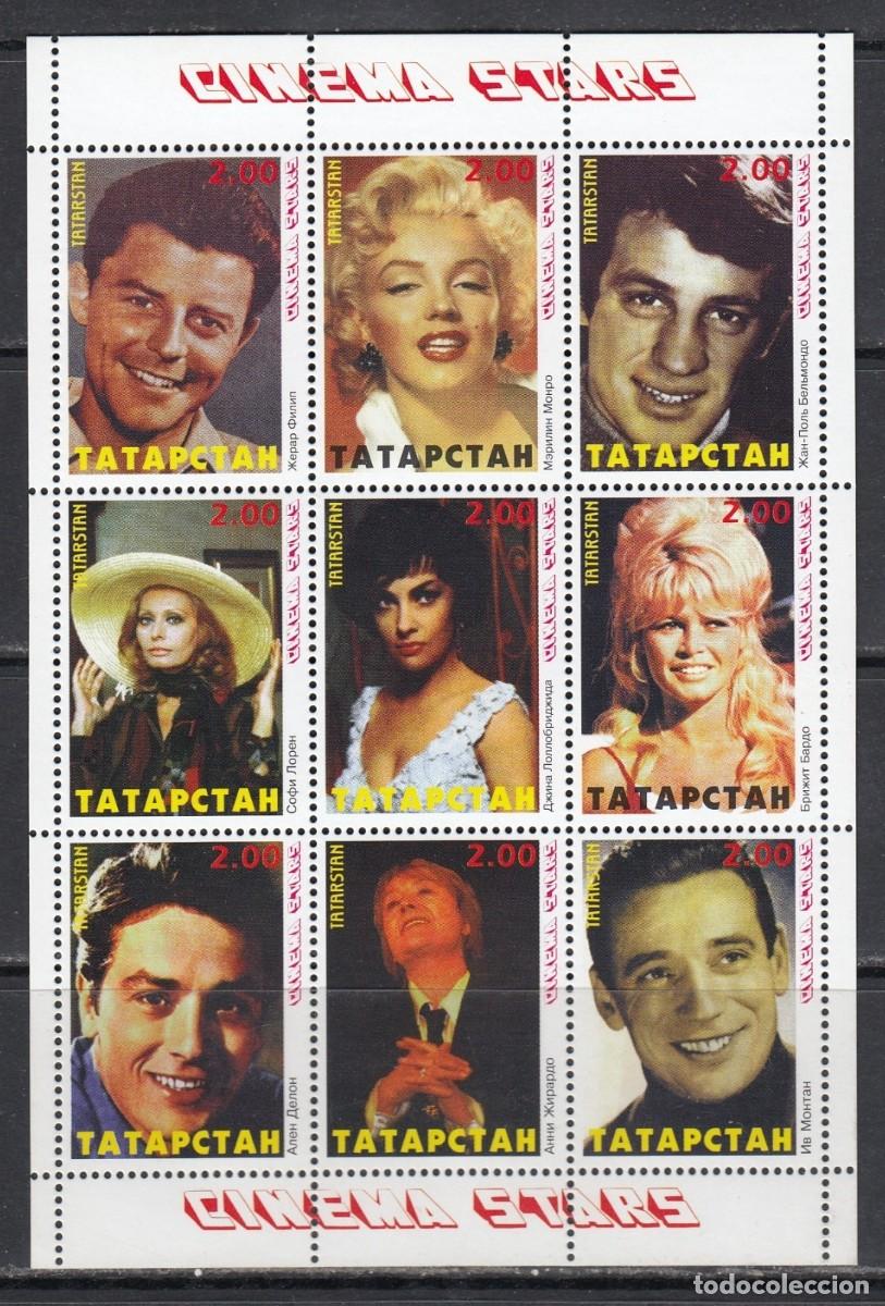 Sellos: TATARSTAN 1999 SHEET MNH MARILYN MONROE JEAN-PAUL BELMONDO SOPHIA LOREN ALAIN DELON CINE ACTORES