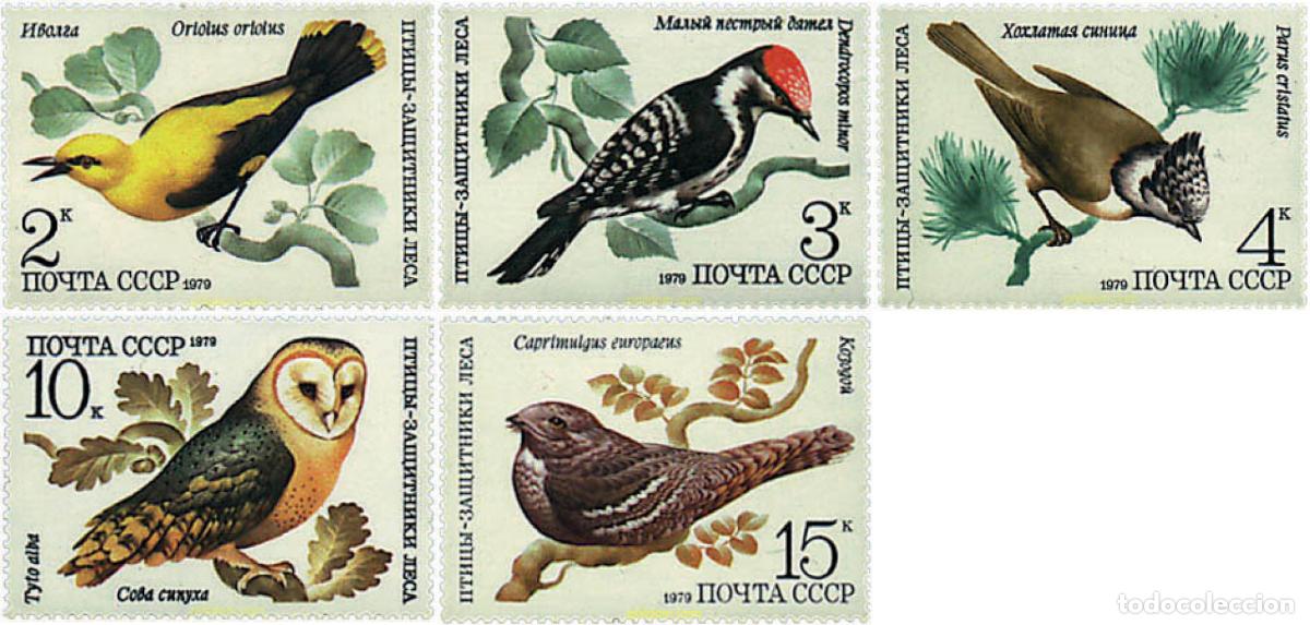 Sellos: 63417 MNH UNION SOVIETICA 1979 PAJAROS DEFENSORES DE LOS BOSQUES