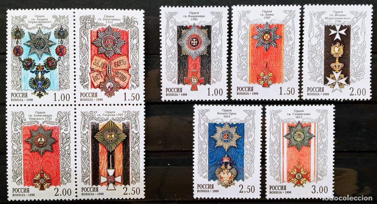 Sellos: RUSIA - IVERT 6361/64+ 6387/91 NUEVOS ** HISTORIA DEL ESTADO RUSO CONDECORACIONES - A&Ntilde;OS 1998 Y 1999