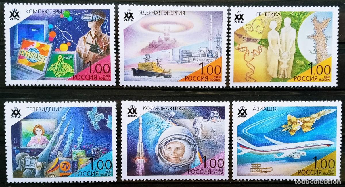Sellos: RUSIA - IVERT 6373/78 NUEVOS ** GRANDES REALIZACIONES DEL SIGLO XX - A&Ntilde;O 1998