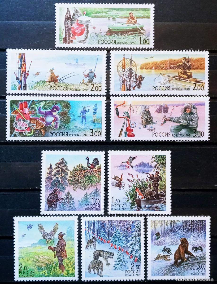 Sellos: RUSIA - IVERT 6382/86+ 6396/00 NUEVOS ** 2 SERIE TEMATICA CAZA Y PESCA A&Ntilde;O 1999