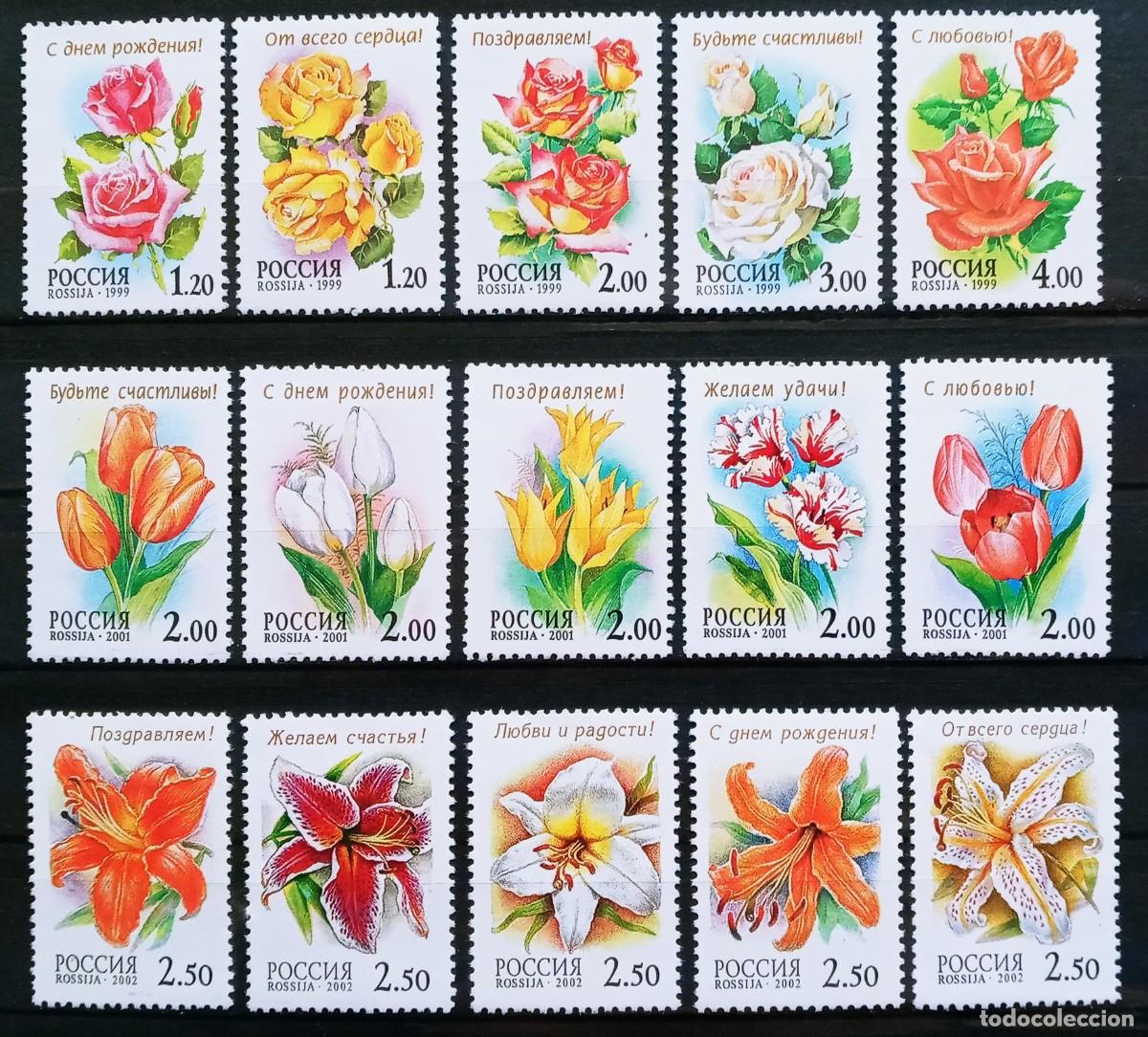 Sellos: RUSIA - IVERT 6413/17+ 6546/50+ 6617/21 NUEVOS ** 3 SERIES FLORA A&Ntilde;OS 1999; 2001; 2002