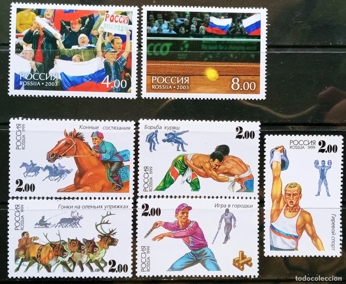 Sellos: RUSIA - IVERT 6430/34+ 6702/03 NUEVOS ** 2 SERIES DEPORTES RUSOS 1999, TENIS 2003 A&Ntilde;O