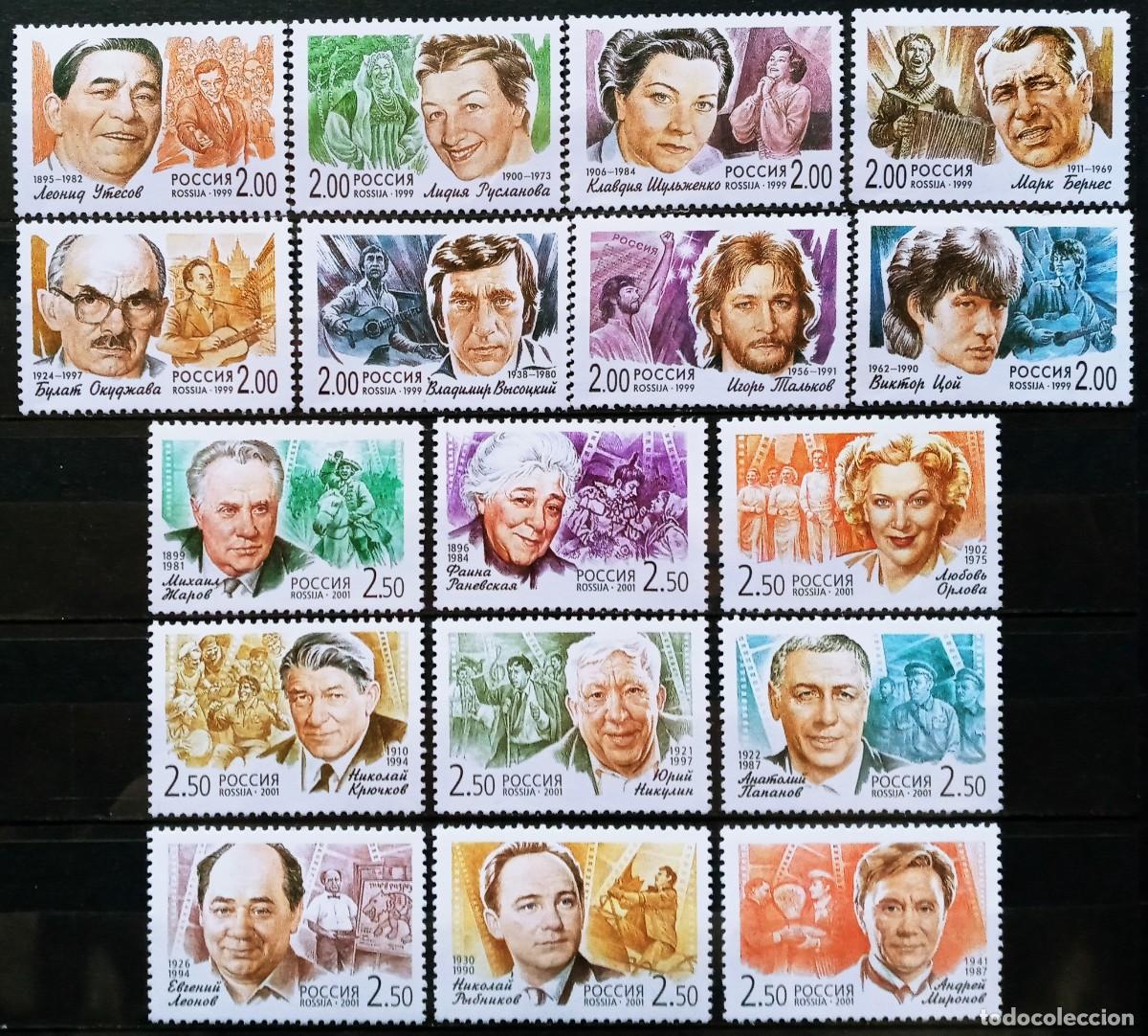 Sellos: RUSIA - IVERT 6435/42+ 6589/27 NUEVOS ** 2 SERIES PERSONAJES CANTANTES ACTORES 2003 A&Ntilde;O