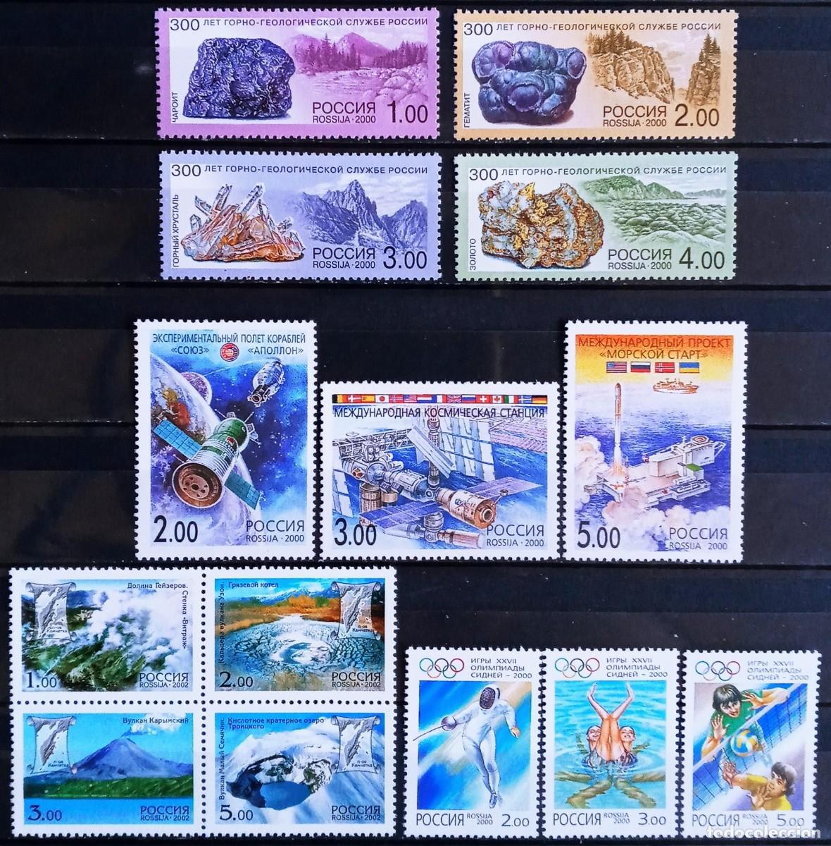 Sellos: RUSIA - IVERT 6490/92+ 6493/96+ 6460/62+ 6641/44 ** 4 SERIES DEPORTES, MINERALES, ESPACIO, VOLCANES