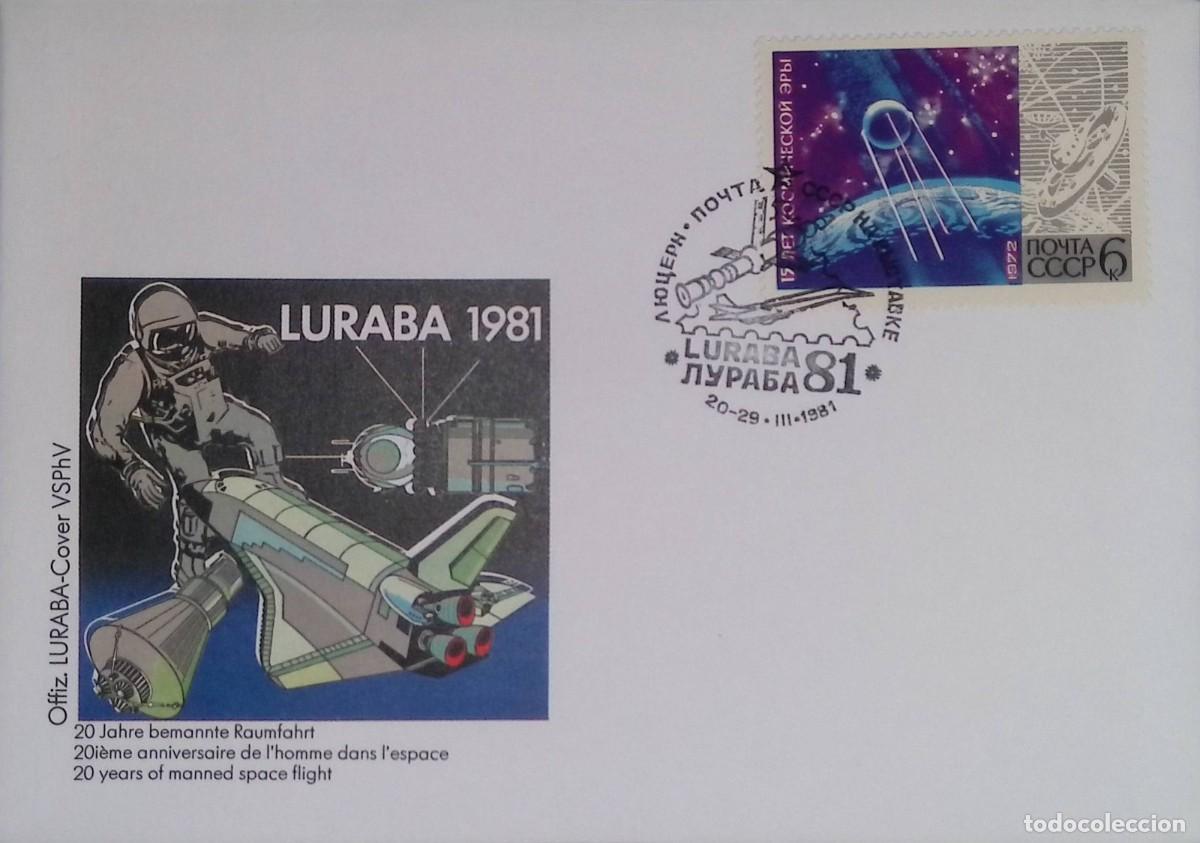 Sellos: O) 1981 RUSSIA, SPUNTNIK, AVIATION AND SPACE STAMP EXHIBITION, LURABA, MANNED SPACE FLIGHT, FDC XF