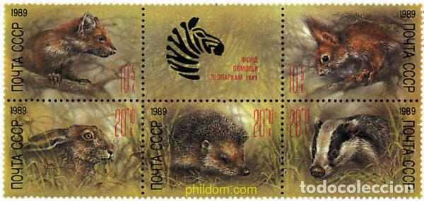 Sellos: 10133 MNH UNION SOVIETICA 1989 FONDOS DE AYUDA A LOS ZOOS DE LA UNION SOVIETICA